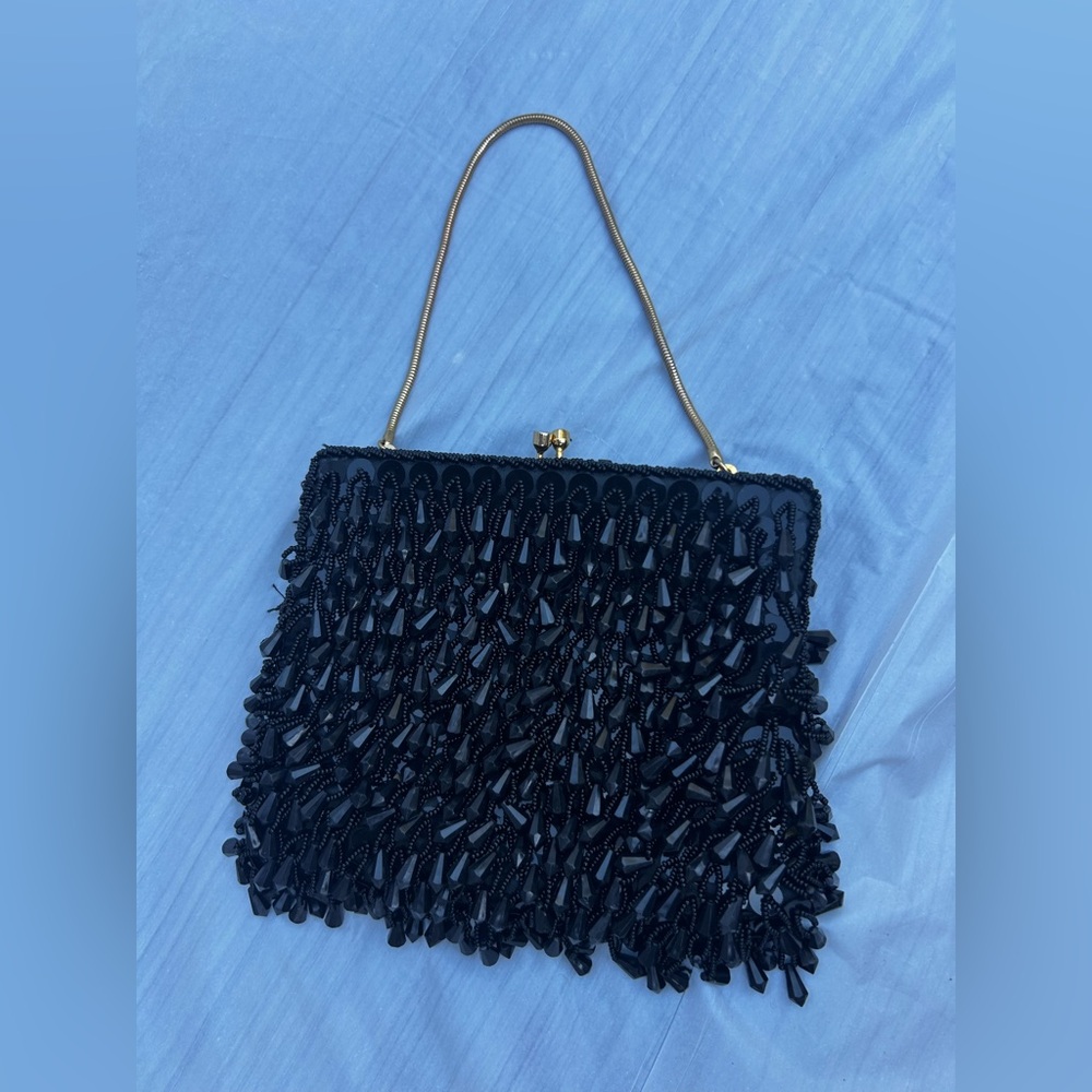 Elegant Black Beaded Handbag